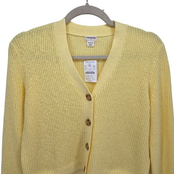 NEW J. Crew Crewcuts Factory Girls XL Sweater Cardigan Yellow V-Neck Button Knit - Picture 2 of 9